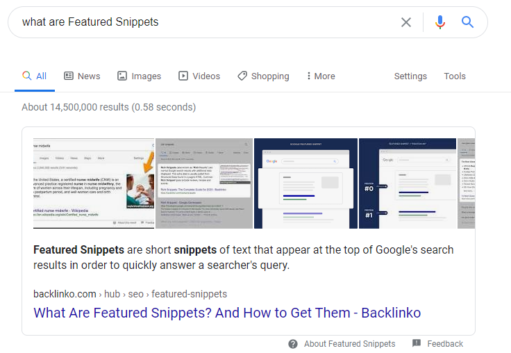 Featured snippets on Google